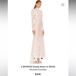 Michael Costello White Gown, long sleeve, open back, brand new w/ tags size XS